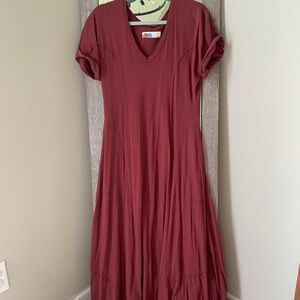 Free People Red A-Line V-Neck Dress